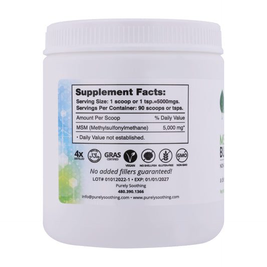 MSM BULK FLAKE 16 oz - By using “OptiMSM” as our only MSM, the purity of the product allows us to now manufacture products that are Self-Preserving/Preservative-Free!