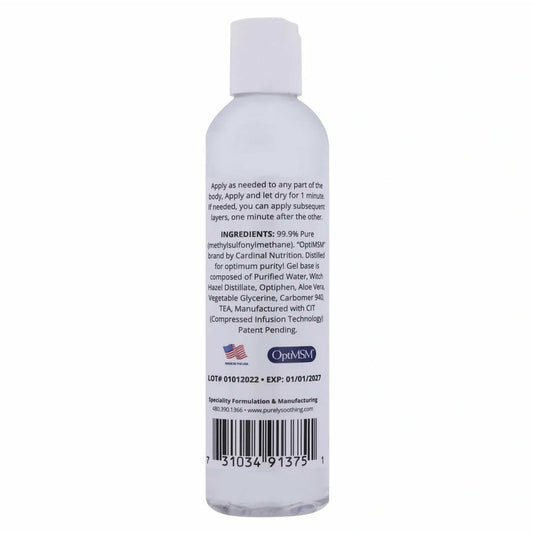 MSM GEL SQUEEZE BOTTLE 8 oz - By using “OptiMSM” as our only MSM, the purity of the product allows us to now manufacture products that are Self-Preserving/Preservative-Free!